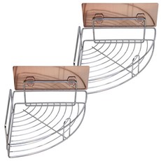 扇型無痕不鏽鋼置物架, 22x22x4.5cm, 高級不鏽鋼材質, 含無痕貼片, KG005-69, 2個