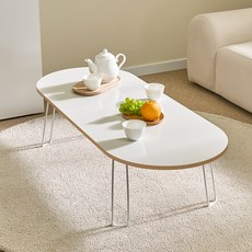 아이캔컴퍼니 국내생산 라운드볼 12048 LPM 접이식 테이블, 화이트우드