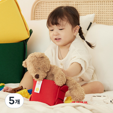 LIV MOM 折疊式鮮豔毛氈收納籃, 紅色, 5個