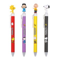 史努比造型原子筆 0.5mm 4件組, 查理布朗+史努比+糊塗塌客+露西潘貝魯特, 1組