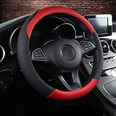 소울랜드 자동차 핸들커버, 블랙 + 레드