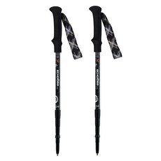 eCHOroBa Eco 4節超輕量杜拉鋁登山杖 2入 + 收納袋套組, 黑色