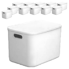 AllULiving 附蓋式食品收納箱, 12個, 白色, 大型(27 x 37 x 25 cm)