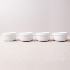 BOWLBOWL 陶瓷圓形碗組, 牛奶白, 飯碗 4入 + 湯碗 4入, 4套