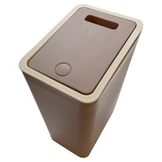 Life 日系簡約按壓式彈蓋垃圾桶 適用於臥室/客廳/浴室/廚房等, 21.8 x 15.2 x 33cm, 奶茶咖, 1個