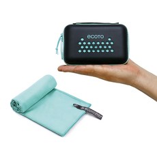 ECOTO 微纖維超細纖維多用途毛巾 + EVA收納盒套組 M, 薄荷綠, 1套