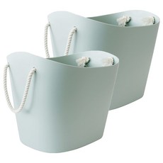 Hachiman Kasei 八幡化成 棉繩收納籃 日本產 PE塑料材質 防水軟質 適合收納書籍、雜誌、衣物、玩具或乾糧等雜物, S(25 x 21 x 22.5cm + 底部21.5 x 15.5cm), 薄荷綠, 2個