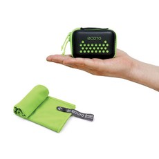 ECOTO 微纖維超細纖維多用途毛巾 + EVA收納盒組 S, 綠色, 1套