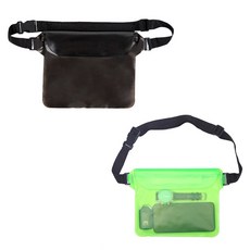 MEICHEL Ruaon 彩色腰包防水袋 2入組 FREE 10705, 1套, 黑色, 螢光綠