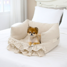 ITS DOG 狗狗錐形荷葉邊寵物窩, 米色, 1個