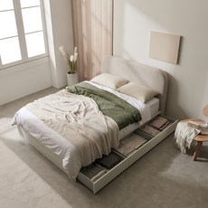 보니애가구 포든 3서랍 수납 침대 프레임 + 스위브 독립 스프링 매트리스 세트 방문설치, 라이트그레이(헤드), 화이트(프레임, 매트리스)