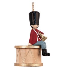 聖誕節書本上吹喇叭的男孩樹掛飾, 1個, 勃根地藍, 12cm