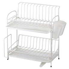 Blance 雙層瀝水籃 RG-0237 附筷子筒砧板架, 白色, 約385 x 230 x 390mm