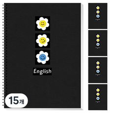 YOUNG ART 黑色英語彈簧筆記本, 15個, 雛菊