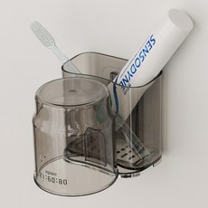 efactory Judy N Tiseu 壁掛式牙刷架漱口杯組, 透明灰色, 1套