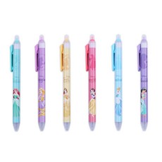Disney Princesses 迪士尼公主 可擦拭原子筆 0.5mm 6入組 A, 隨機出貨, 1套
