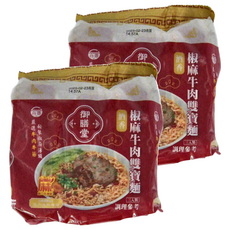 御膳堂 椒麻牛肉雙寶麵, 牛筋軟Q膠質口感, 軟嫩牛腱肉, 麻辣湯頭, 高品質粉心麵粉, 麵條柔軟滑溜, 6包