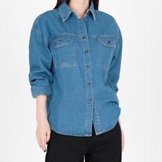 닷이프 여성용 리브 포켓 데님 셔츠