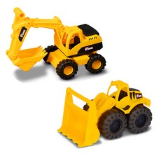 Boochuka Rhino 玩沙小型挖土機 + 推土機重型機具玩具套組, 混合色, 1個