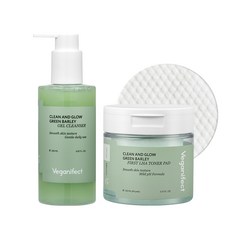 veganifect 青薏米 LHA 凝膠潔面啫哩泡棉 205ml + 青薏米 LHA 爽膚水墊, 1組
