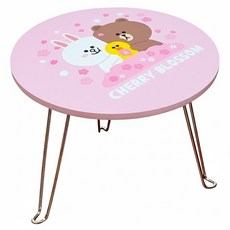 Hiromimi LINE FRIENDS 摺疊桌 輕巧好收納 E1級密度版, 愛的抱抱 粉紅色, 1張