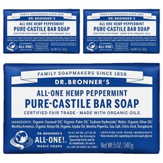 닥터브로너스 퓨어 캐스틸 바 솝, 140g, 3개