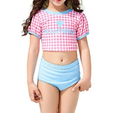 愛北鼻 夏季兒童兩件式泳裝 上衣 + 泳褲 + 泳帽