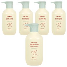 아브카 베이비 앤 키즈 아토 올인원 샴푸 앤 워시 무향, 5개, 500ml