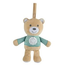 Chicco 晚安寶貝安撫夜燈 嬰兒安撫玩具 0m+ 旋轉燈光 15分鐘古典旋律 柔軟毛絨可拆卸 1個, 熊