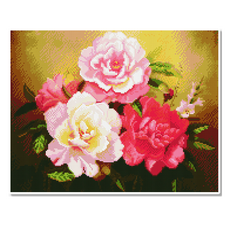 Momofix Painting 帆布框鑽石畫 40 x 50 cm, 四朵牡丹花(DI11), 1個