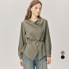 ELLEPARIS 여성용 카울넥 드레이프 실켓 블라우스