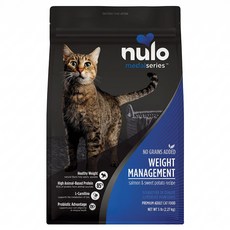 nulo 諾樂 成貓 維持體態無穀配方 乾飼料, 5lb, 鮭魚 + 左旋肉鹼, 1袋
