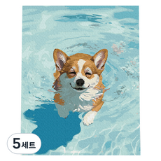 플레이어바웃 DIY 명화 유화 그림그리기 세트 40 x 50 cm, 헤엄헤엄 코기, 5세트