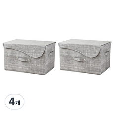 알럽홈 뚜껑 손잡이 심플 리빙박스 L261-0095, 그레이, 4개