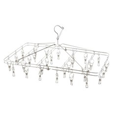 PEARL LIFE 珍珠金屬 Metalia系列 不鏽鋼摺疊式衣架30夾 800g, 銀色