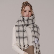 MICHIKOLONDON 方塊格紋圍巾 冬季羊毛針織圍巾 禮品包裝套組