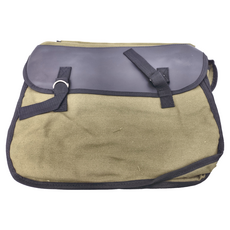 機車馬鞍包 帆布+皮革, 軍綠色, 37 x 14 x 26cm