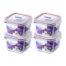 Glasslock 紫色系列 方形保鮮盒, 210ml, 4個