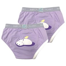 베이비플라넷 아동용 프리미엄 배변 훈련 팬티, 11 하마와 아기새, 2개
