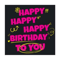 Tina Picnic 生日快樂 家庭派對 設計橫幅, 黑色