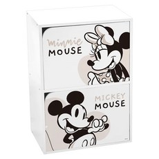 收納王妃 迪士尼 Disney 二層木門收納櫃 42.5 x 29.5 x 60cm, 米奇米妮, 1個