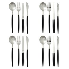 퀴드노비1979 4인 커트러리 4종 세트, 실버, 스푼4p + 포크4p + 젓가락4p + 나이프4p, 16개