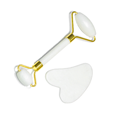 후아즘 옥미 브이라인 페이스롤러 + 괄사 세트, 1세트, 화이트