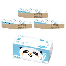p&LiFE 奈芙 抽取式 萌熊生活紙 2層 100張, 48包, 3箱