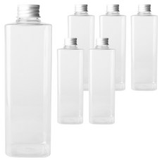 Glassdomae DTS500 透明飲料容器 鋁製銀蓋, 500ml, 6個