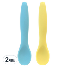 茁壯成長 矽膠副食品湯匙 2件組, 天空藍, 檸檬黃, 2套