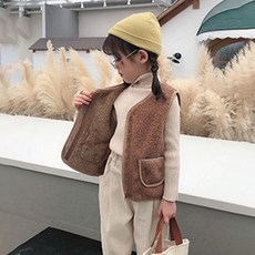 woojooi 兒童毛絨拉鍊背心