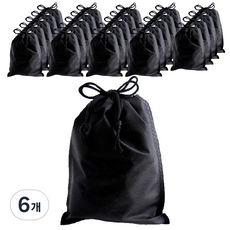 不織布束口袋防塵袋 15 x 20 cm 25入, 黑色, 6個