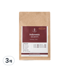 DUTCH&BEAN COFFEE 單一產區印尼曼特寧烘焙咖啡豆, 法式濾壓壺, 200g, 3個