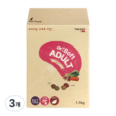 더독 닥터 프리미엄 성견 소프트사료, 닭, 1.5kg, 3개